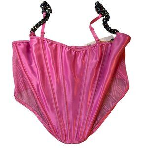 NEW Dreamgirl Boned Bustier Pink Corset XL Lingerie Chain Straps Goth Sexy Y2K